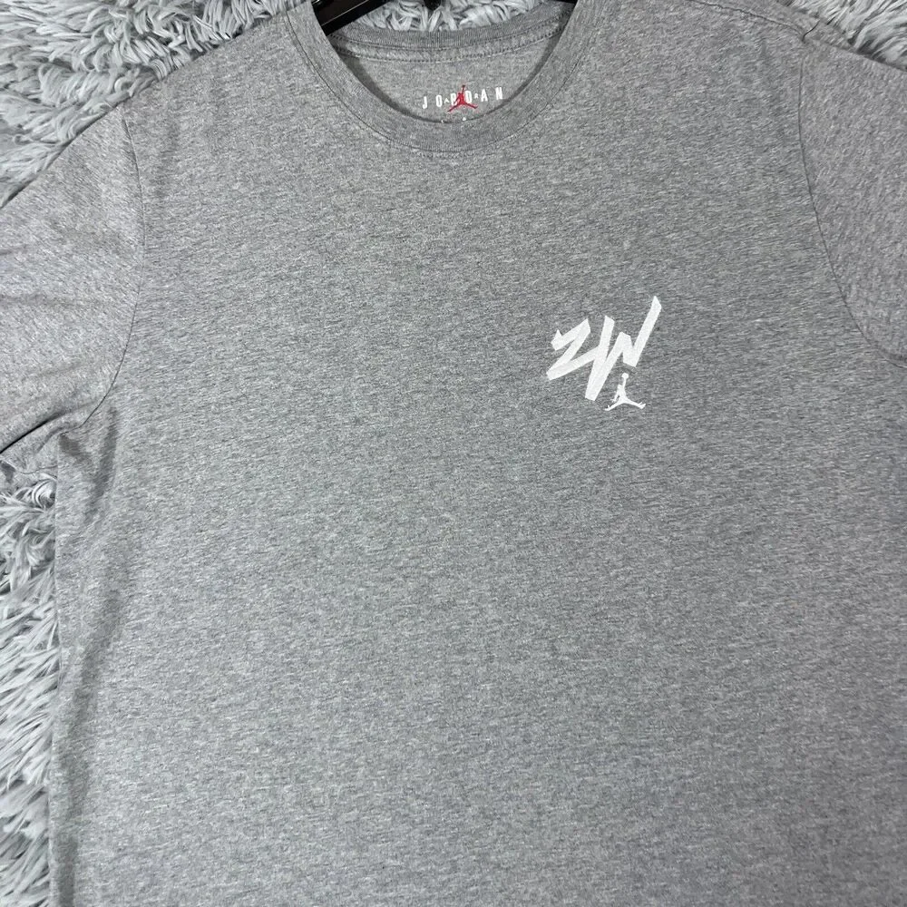 Jordan Adult Shirt Large Gray White Zion Williamson Air Jordan Pullover Mens